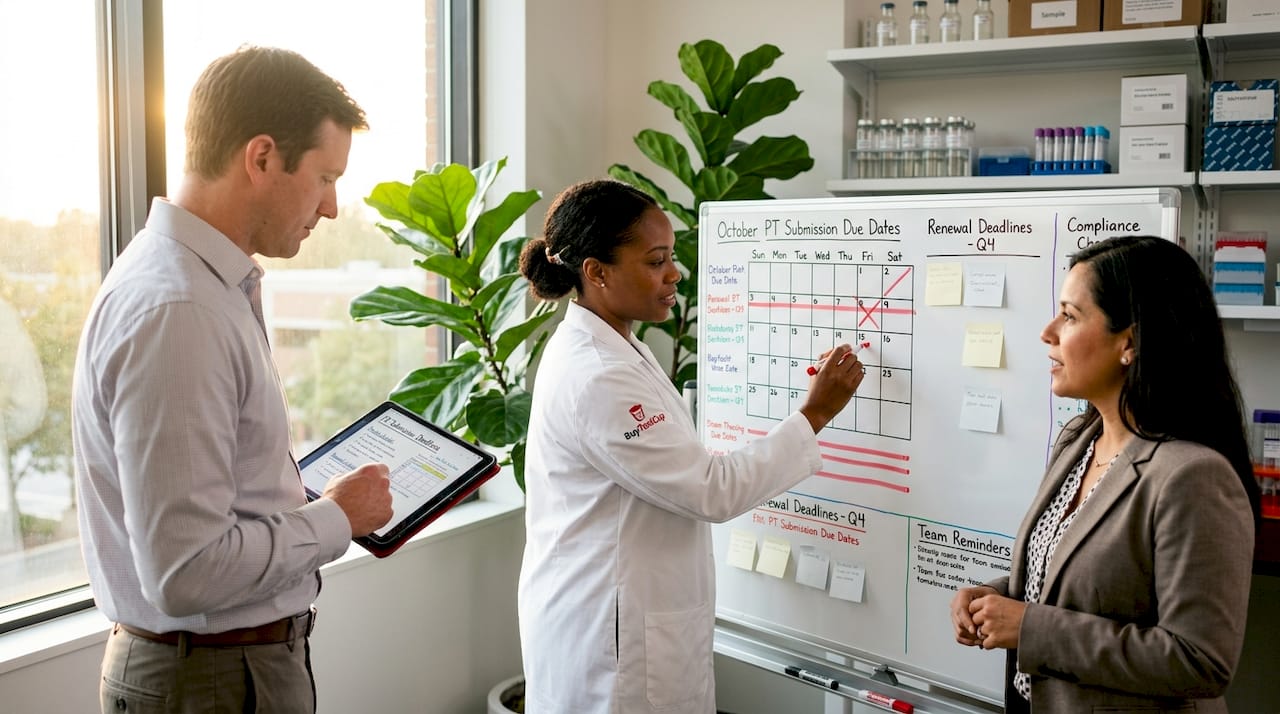 Team marking lab compliance calendar deadlines