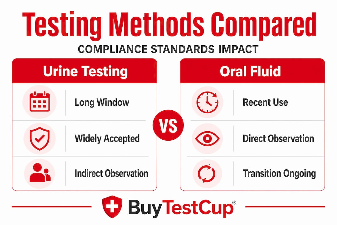 Infographic comparing urine and oral fluid drug testing