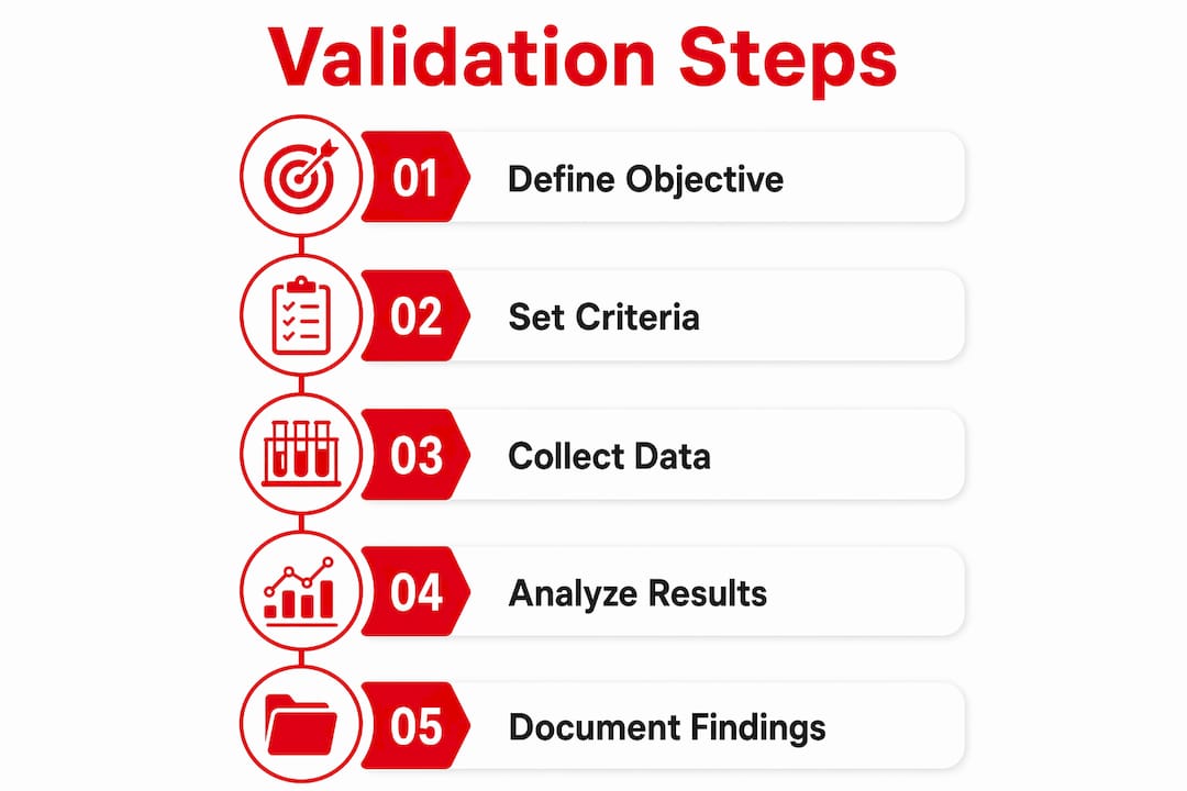 Infographic showing step-by-step test accuracy validation