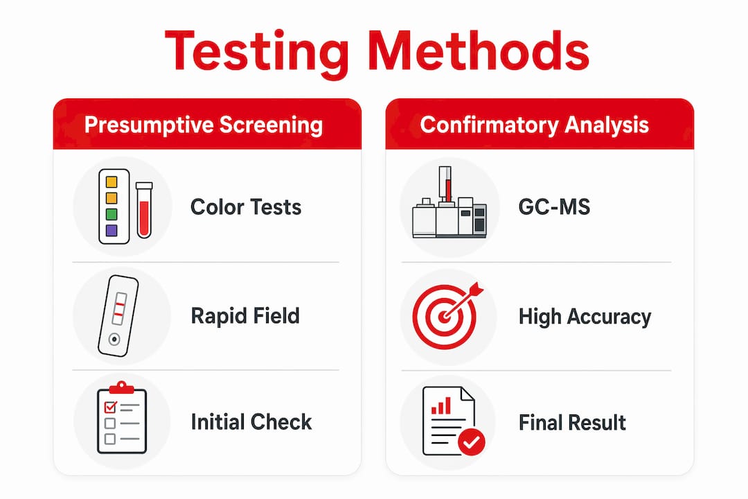 Infographic comparing forensic drug testing methods
