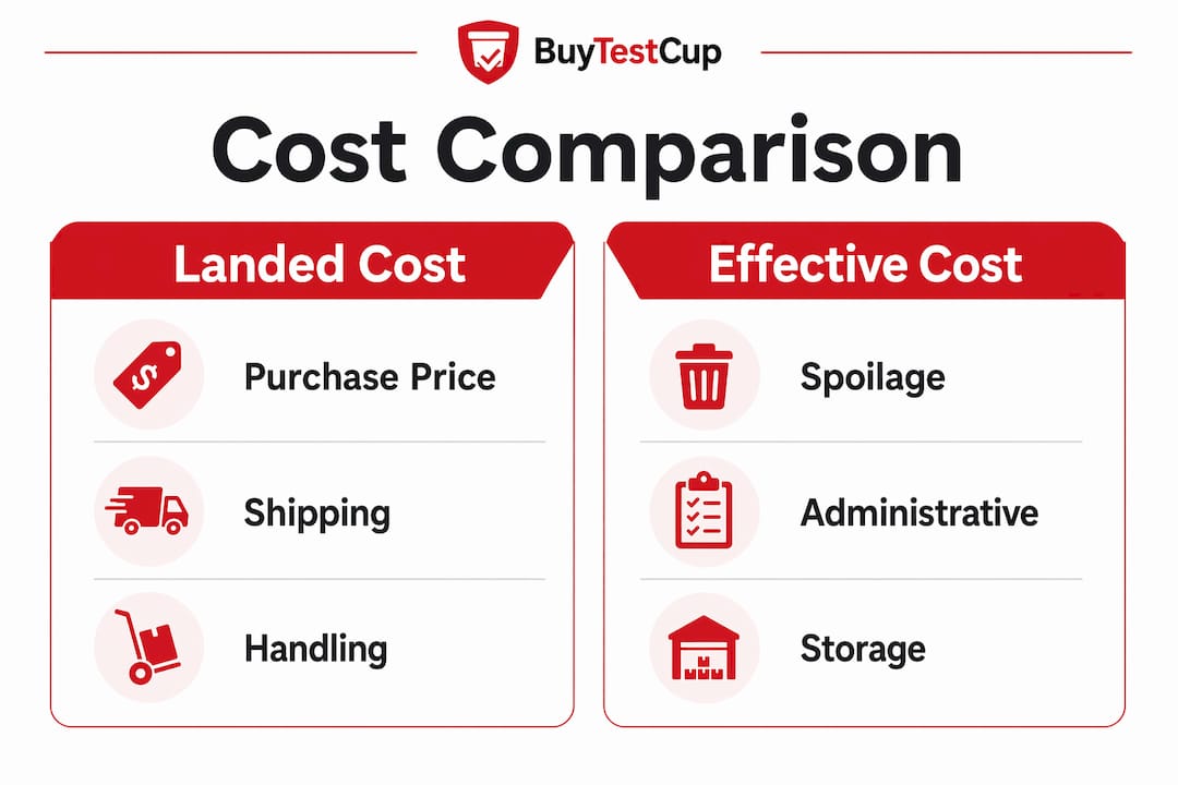 Infographic comparing landed cost versus effective cost