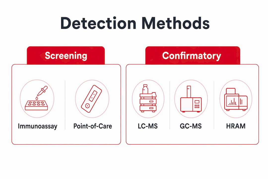 Infographic comparing synthetic drug detection methods