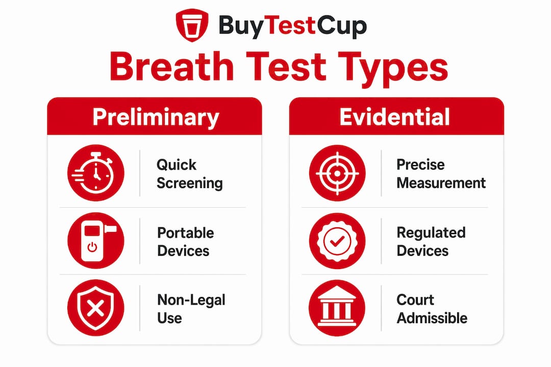 Infographic comparing preliminary and evidential breath tests