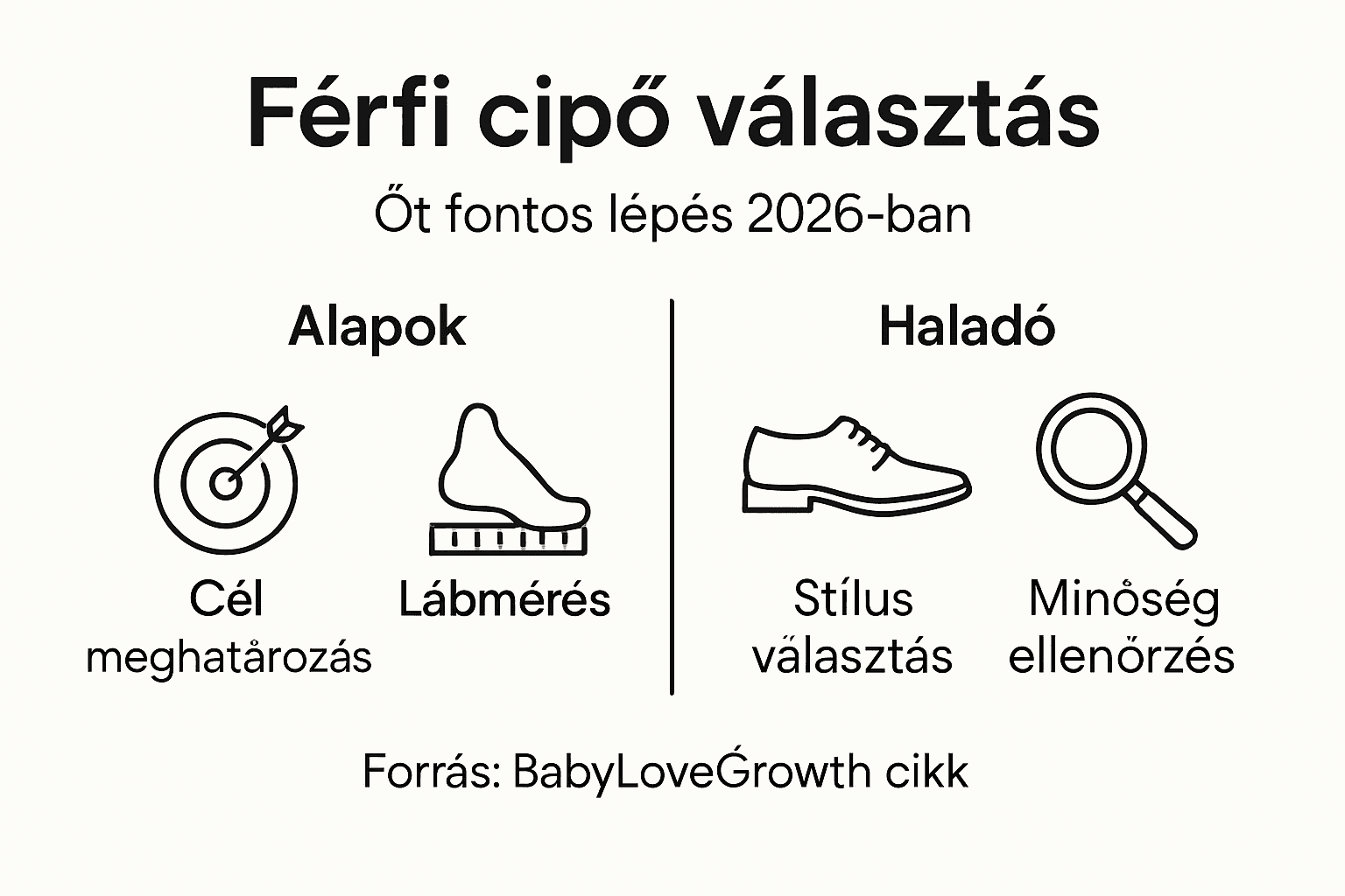 Útmutató: hogyan válasszunk férfi cipőt – lépésről lépésre infografika