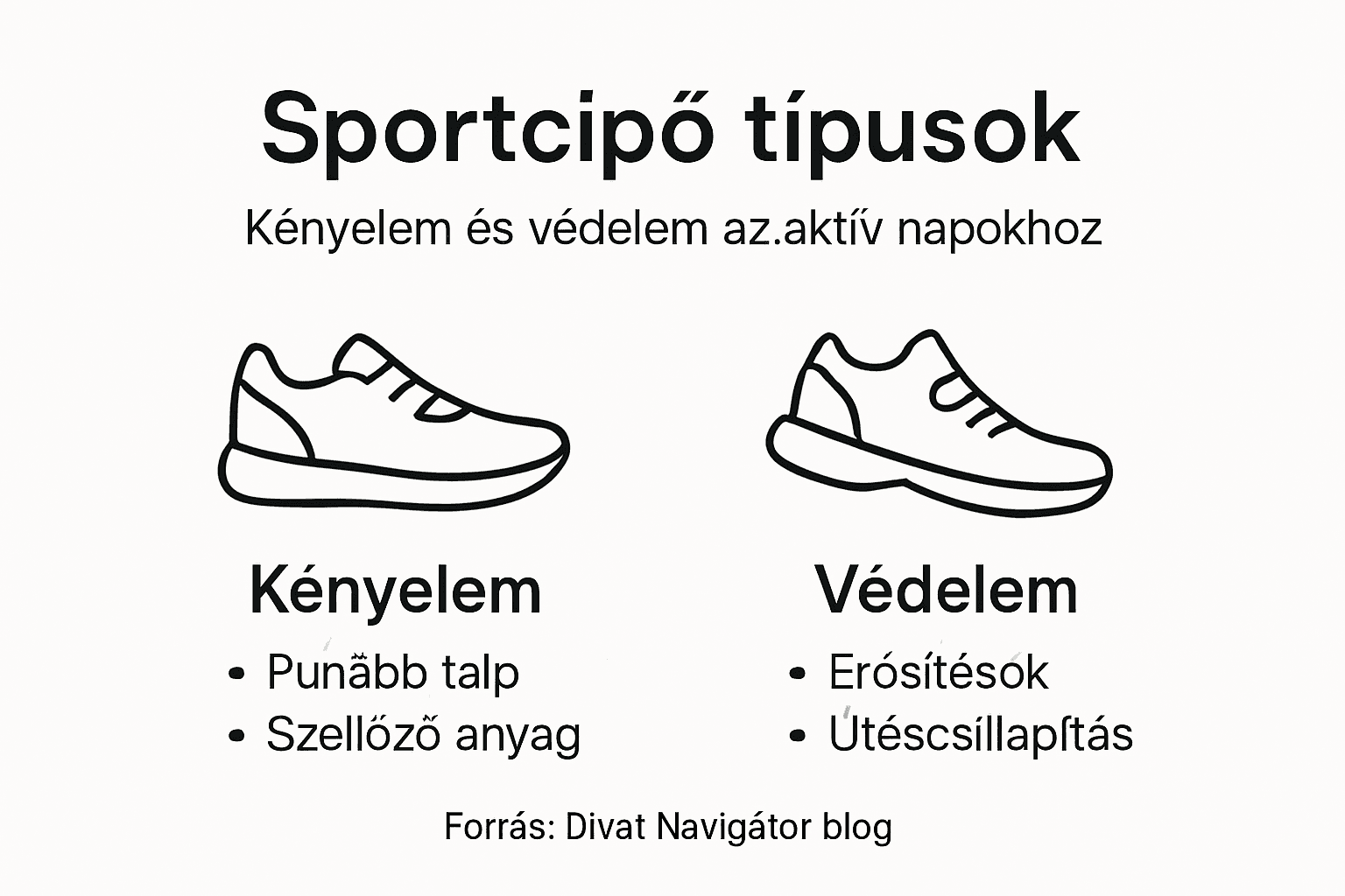 Sportcipők fajtái és legfontosabb jellemzőik – infografika
