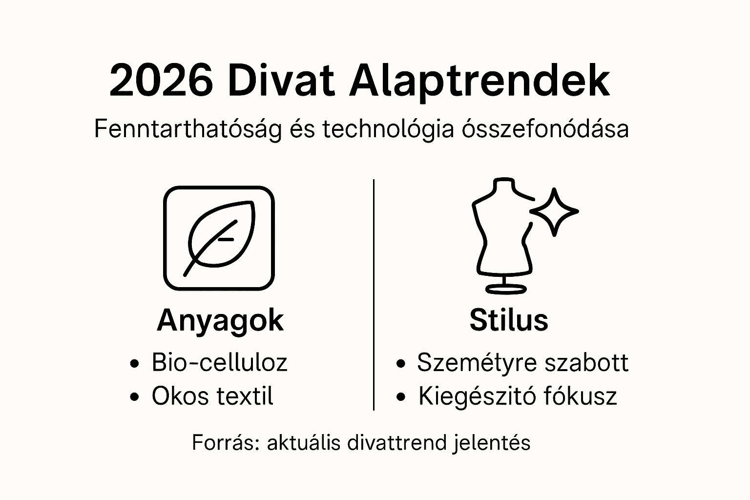 2026 divatvilágának fenntarthatósági trendjeit bemutató infografika