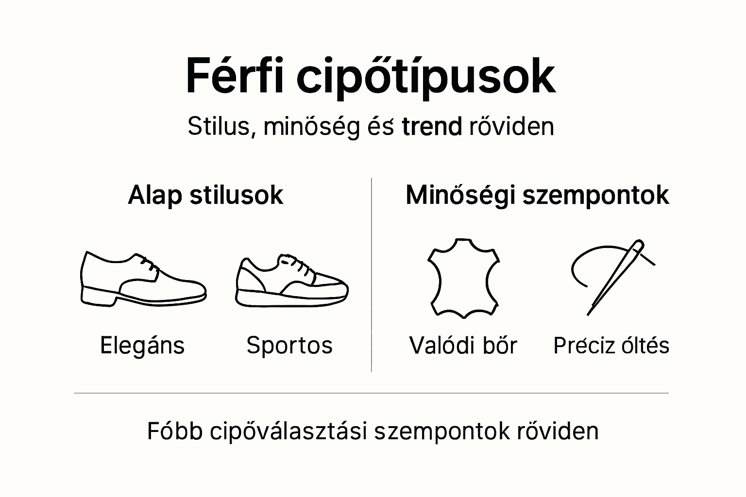 Infografika: férfi cipőtípusok és azok minősége egy helyen