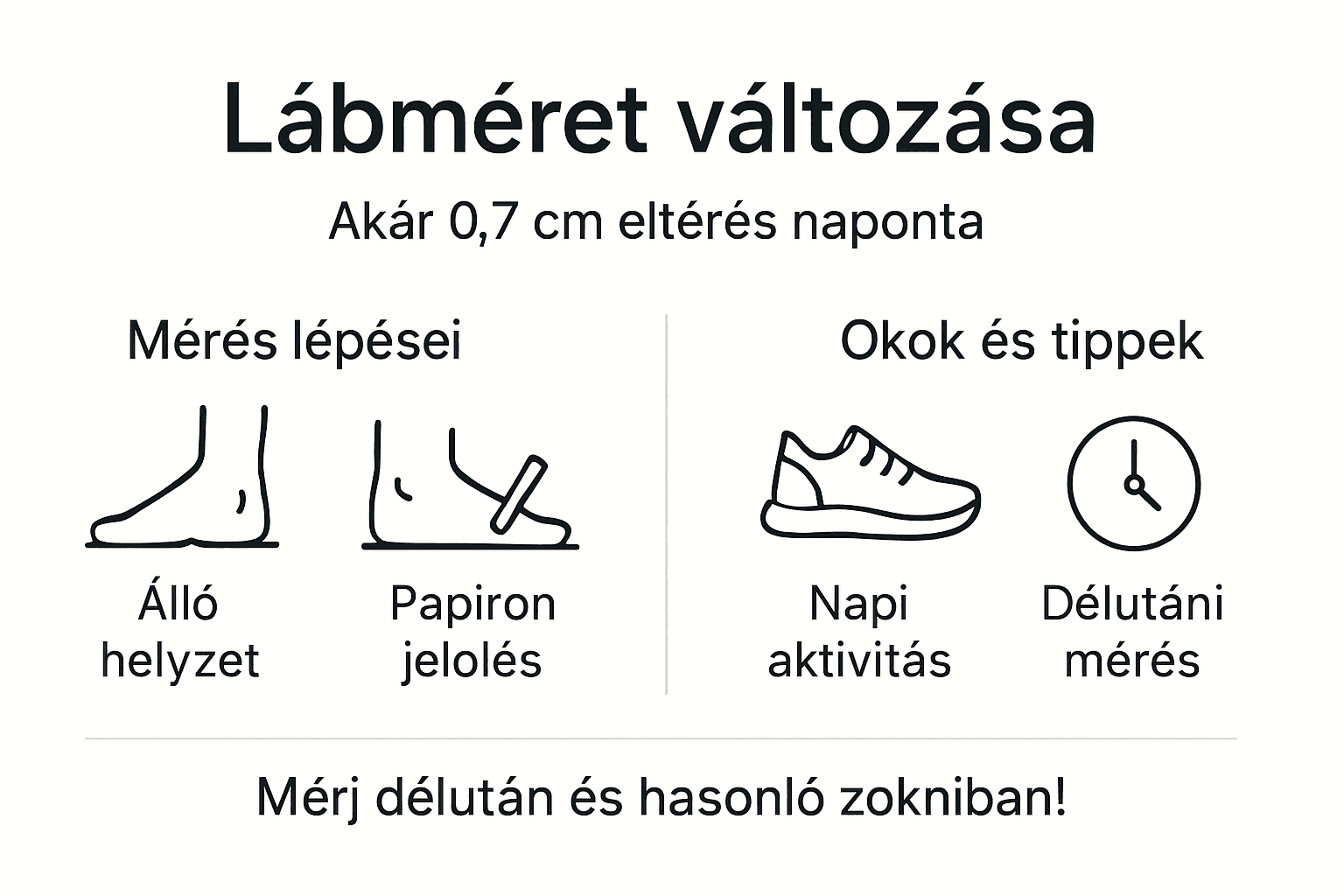Infografika: hogyan változik a lábméret a nap folyamán