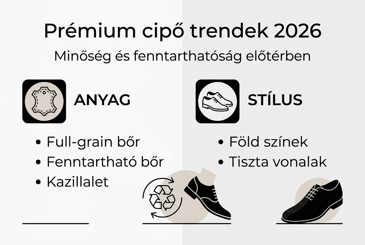 2026 legújabb prémium cipőtrendjei egy átfogó infografikán