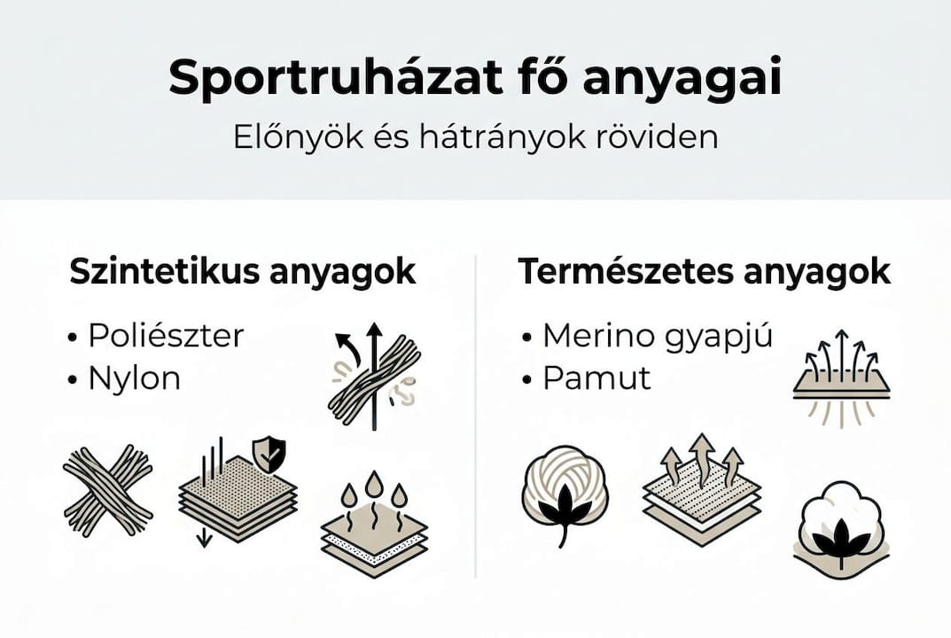 Infografika a sportruházat leggyakrabban használt anyagairól