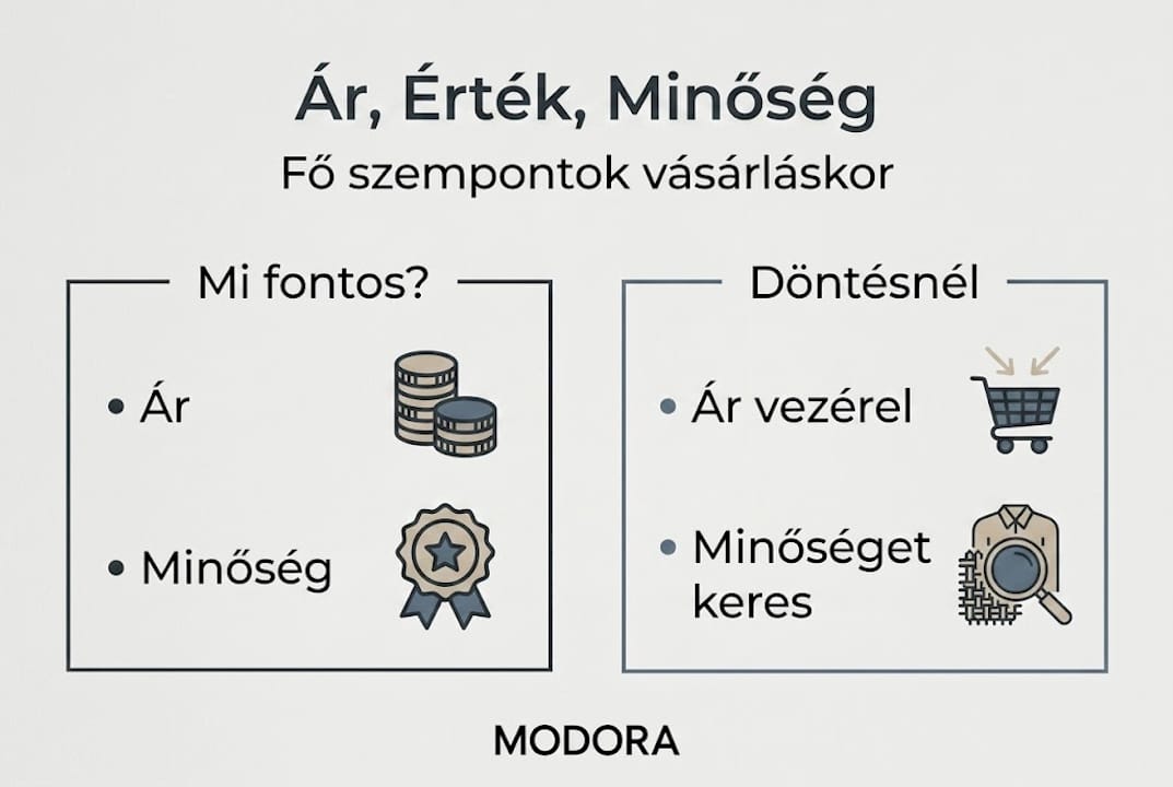 Infografika arról, hogyan viszonyul egymáshoz az ár, az érték és a minőség
