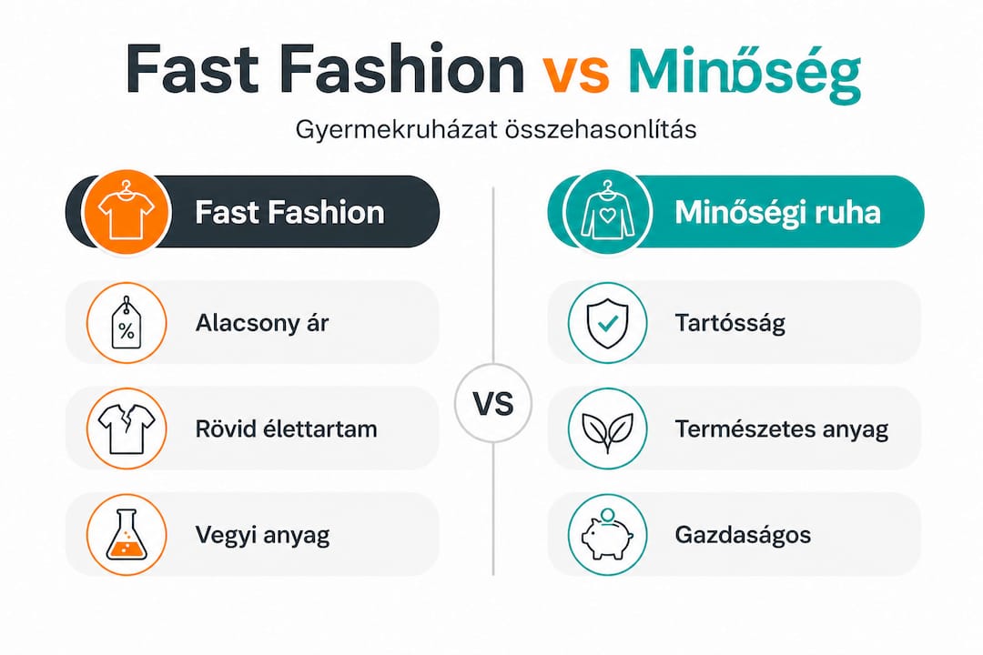 Gyorsdivat vs. minőségi gyermekruhák – összehasonlító infografika, hogy könnyebben dönthess a vásárlásnál