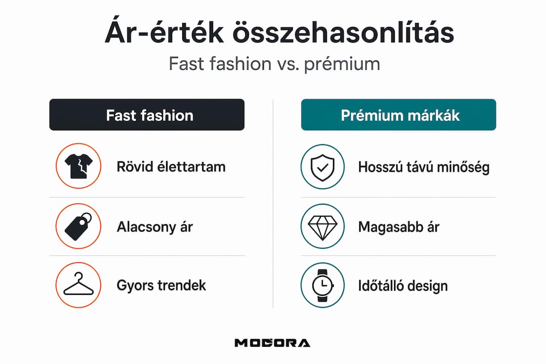 Infografika: fast fashion vs. prémium márkák – melyik mit kínál?