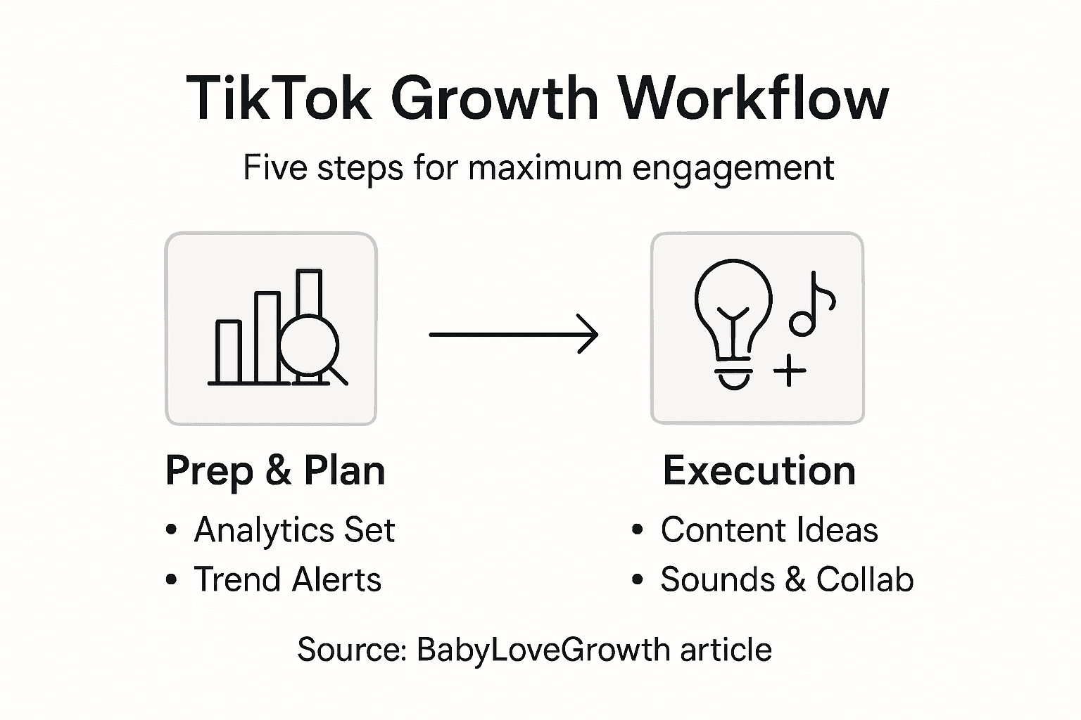 Infographic TikTok workflow steps summary