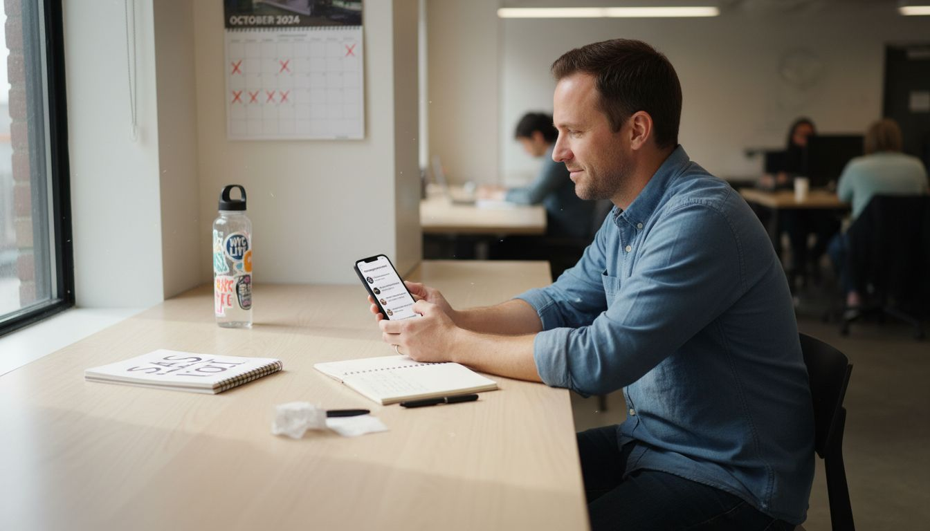 Manager checking TikTok engagement alerts