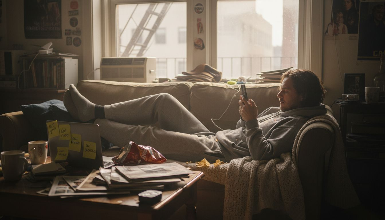 Creator browsing TikTok trends on couch