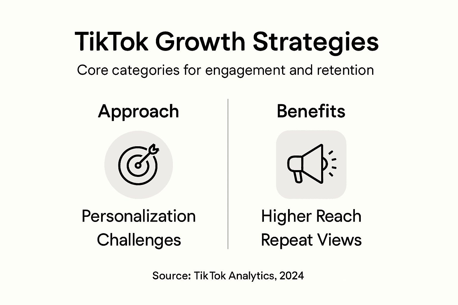 Infographic summarizing TikTok growth strategy categories