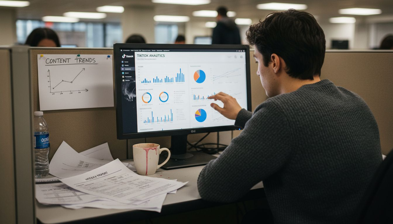 Employee checking TikTok analytics dashboard