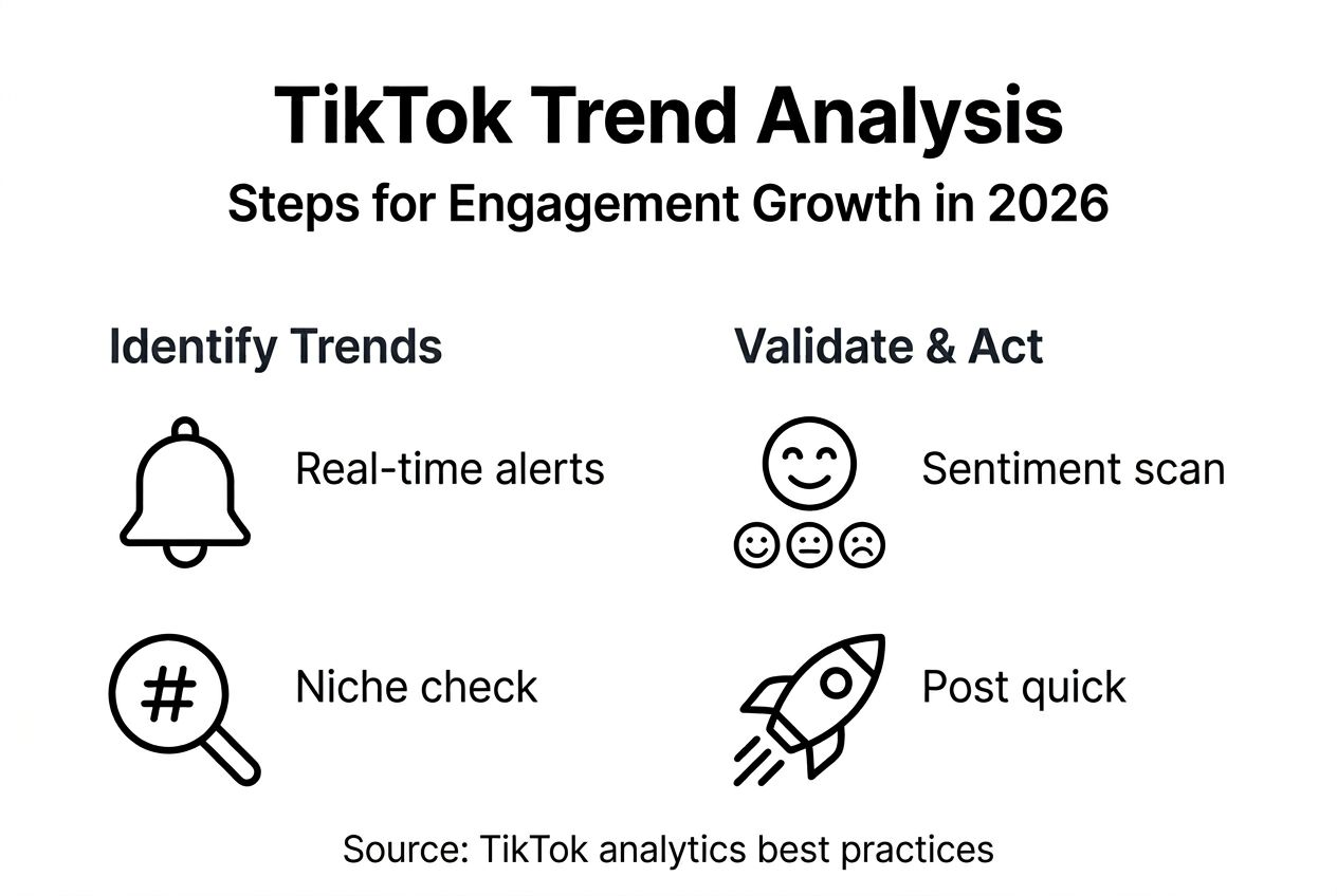 Infographic showing TikTok trend analysis workflow steps