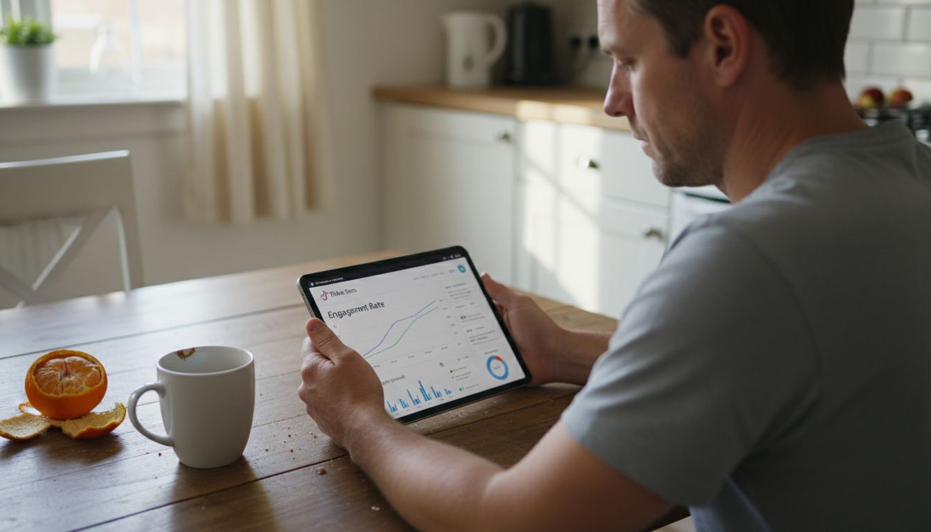 Man reviewing TikTok analytics on tablet