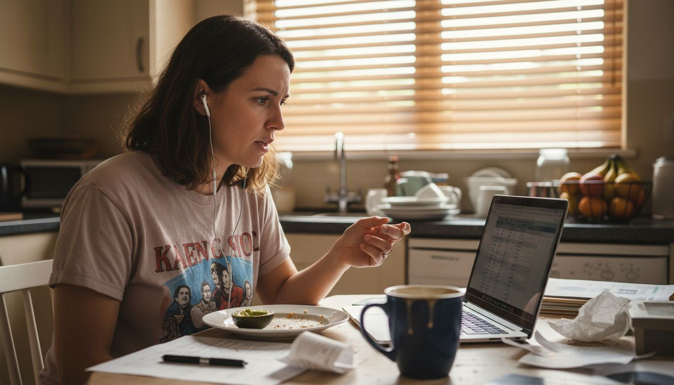 Woman negotiating TikTok campaign at kitchen table
