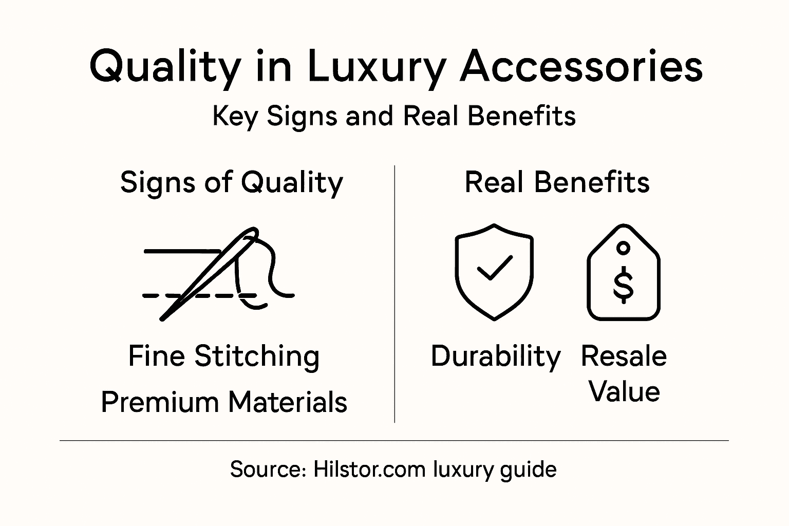 Infographic about luxury accessory quality signs and benefits