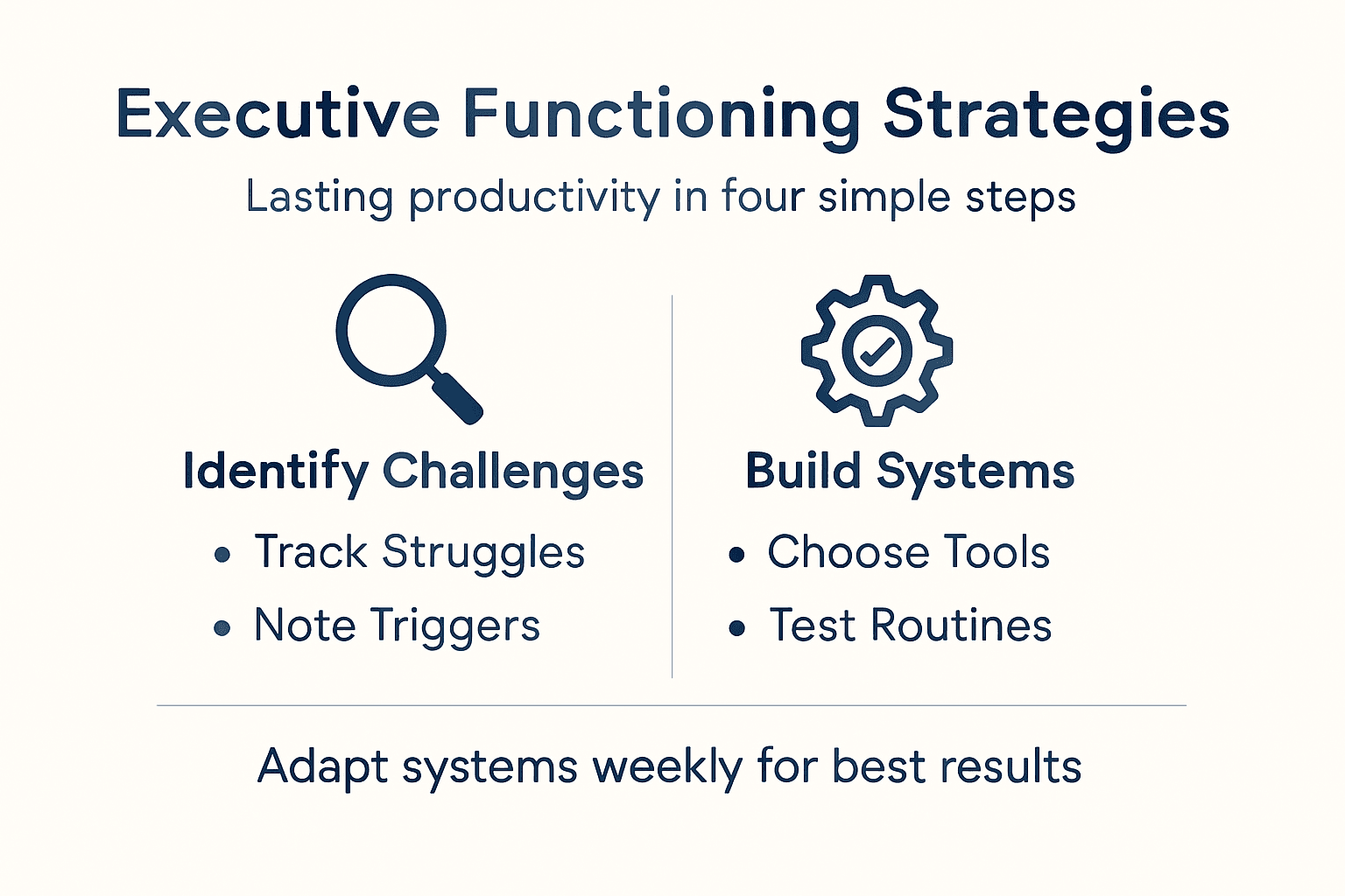 Infographic summarizing four executive function strategies
