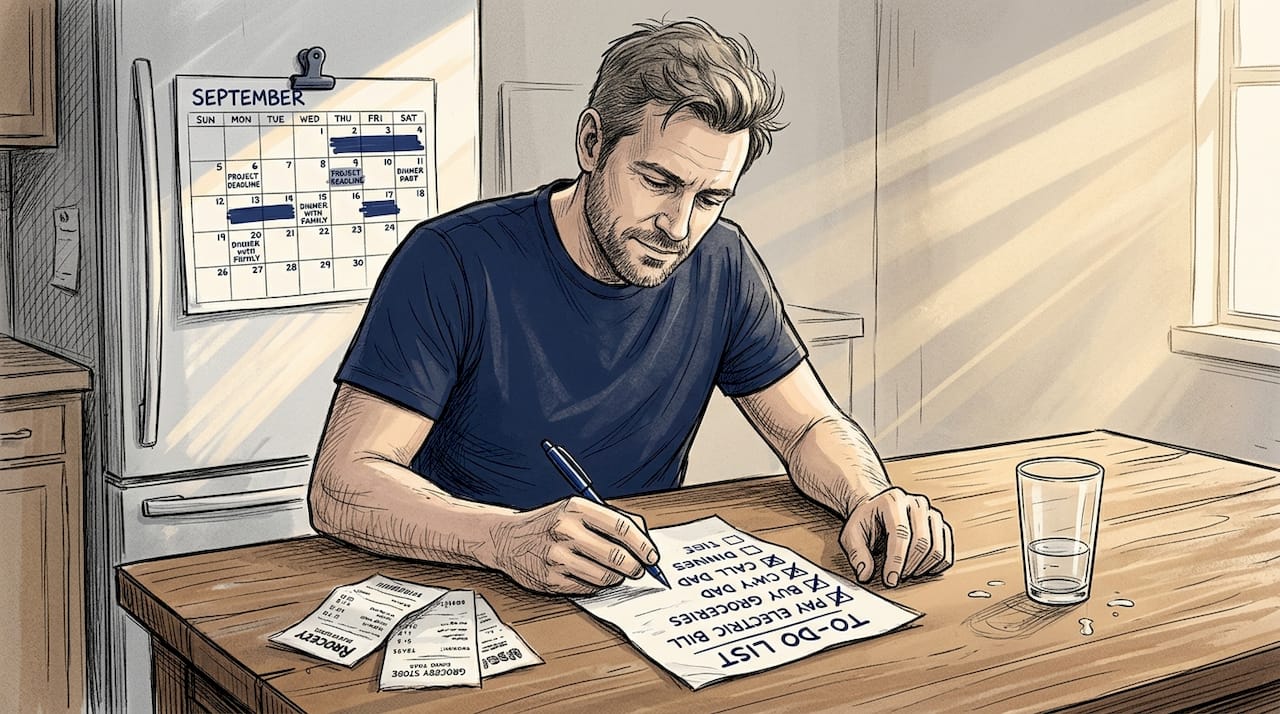 Man marking progress on ADHD to-do list