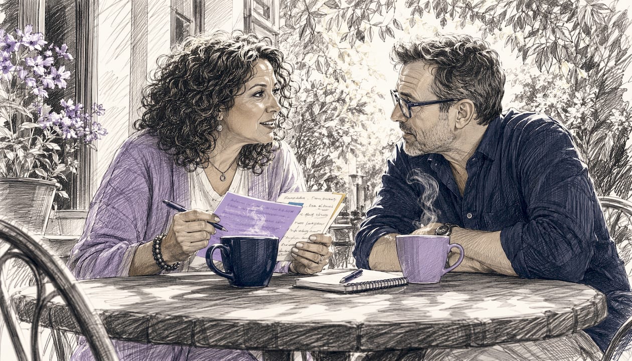 ADHD coaches discussing strategies in café