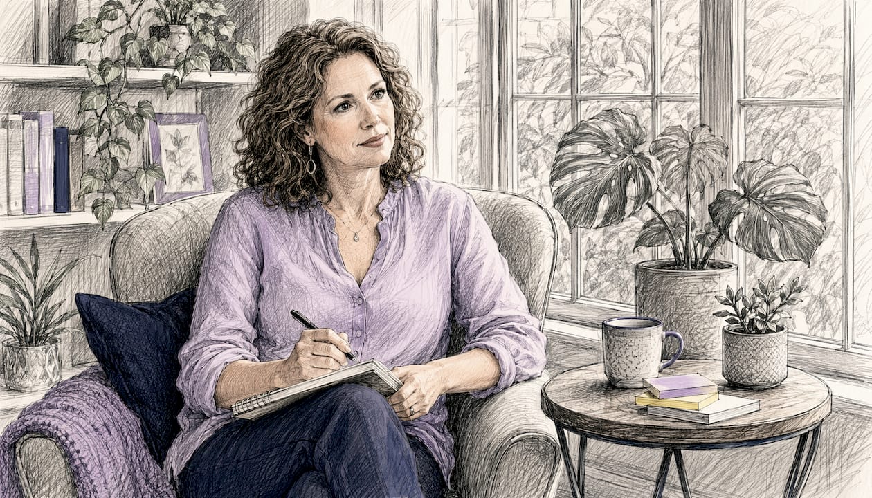 Woman focused and taking notes in meeting