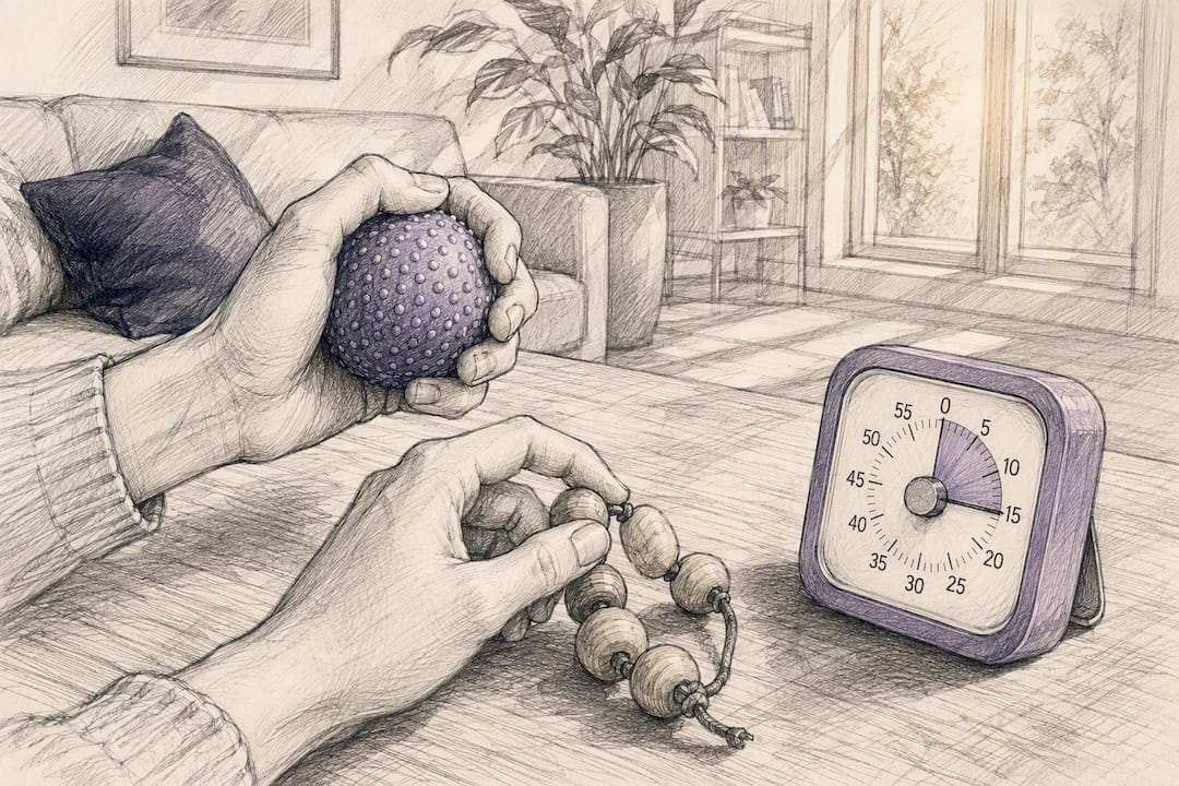 Hands using sensory and timing aids for ADHD coaching