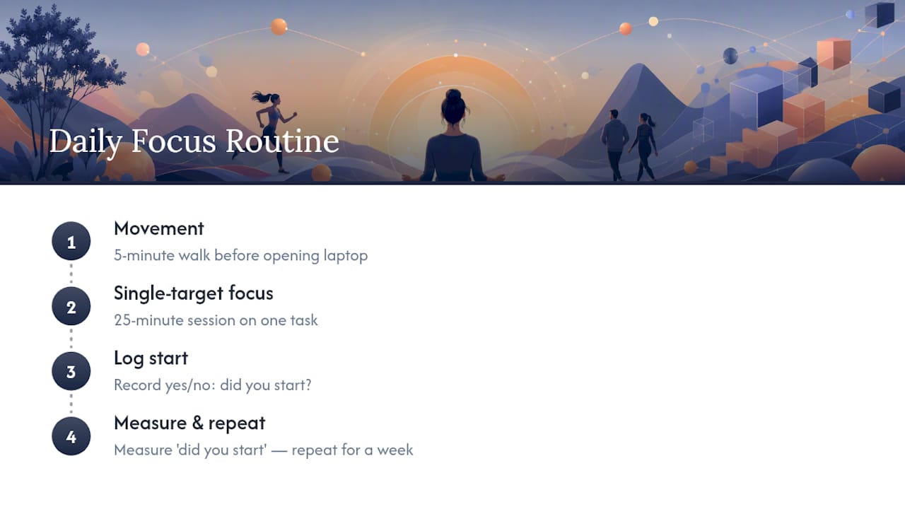 Seven-day ADHD focus routine and tracking loop