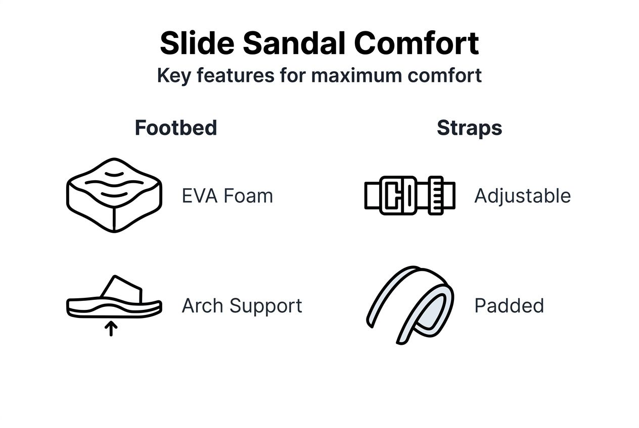 Infographic with slide sandal comfort features