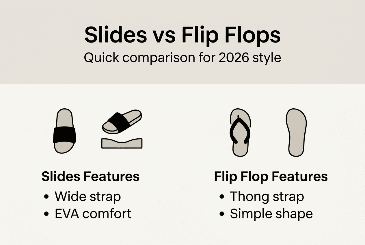 Infographic comparing slides and flip flop features