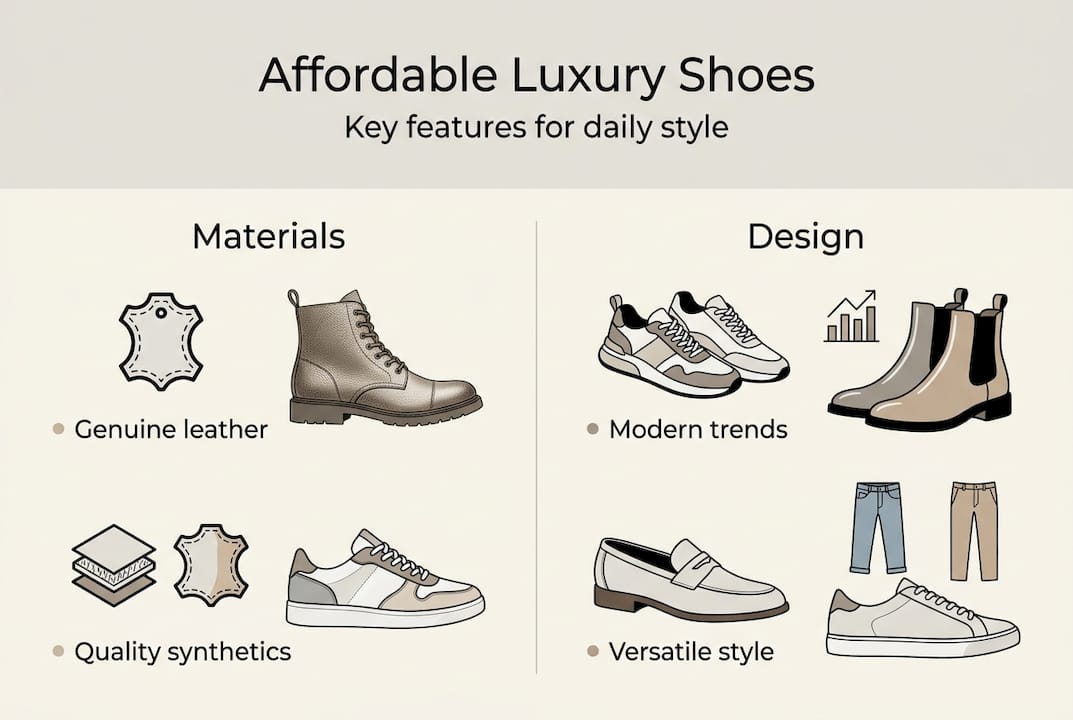 Infographic of affordable luxury shoe features