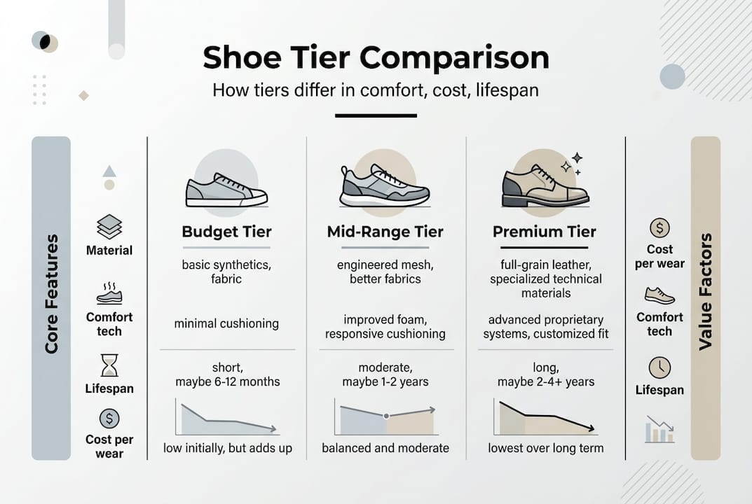 Infographic comparing shoe durability and cost