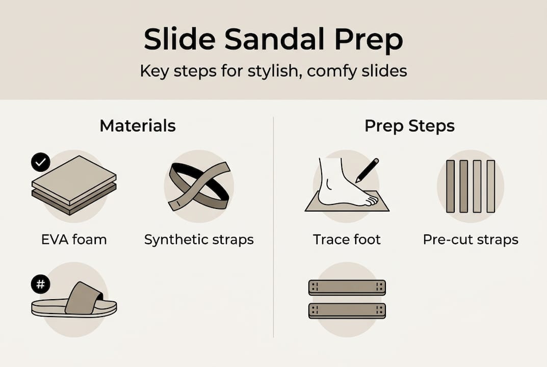Infographic of DIY slide sandal preparation