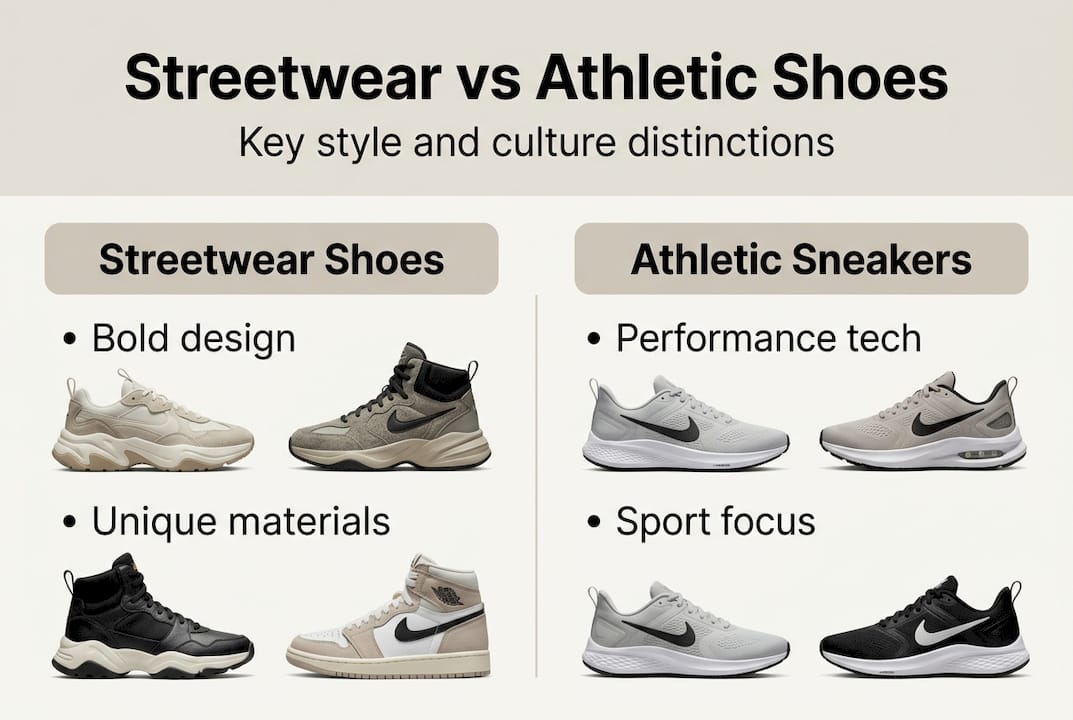 Infographic contrasting streetwear and athletic shoes
