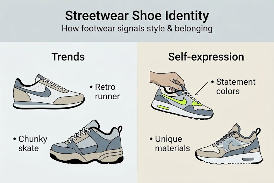 Infographic streetwear shoe identity highlights
