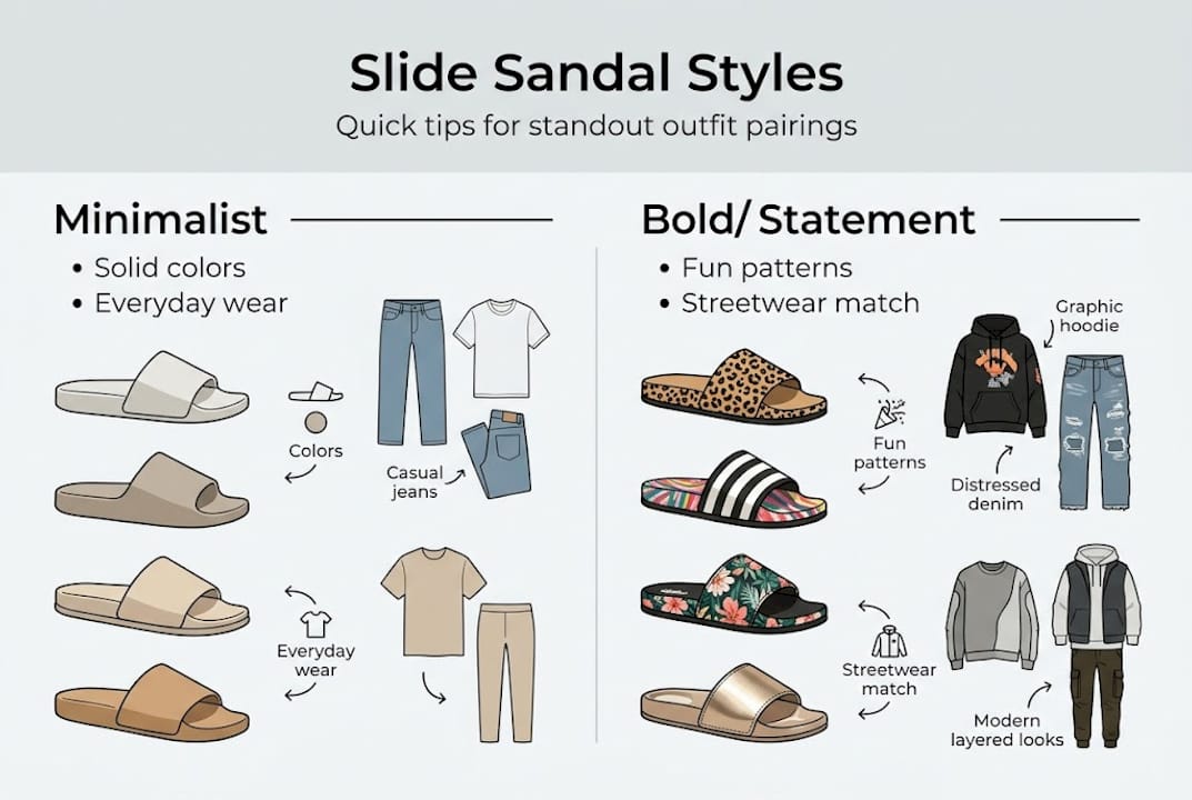 Infographic matching sandal styles to outfits