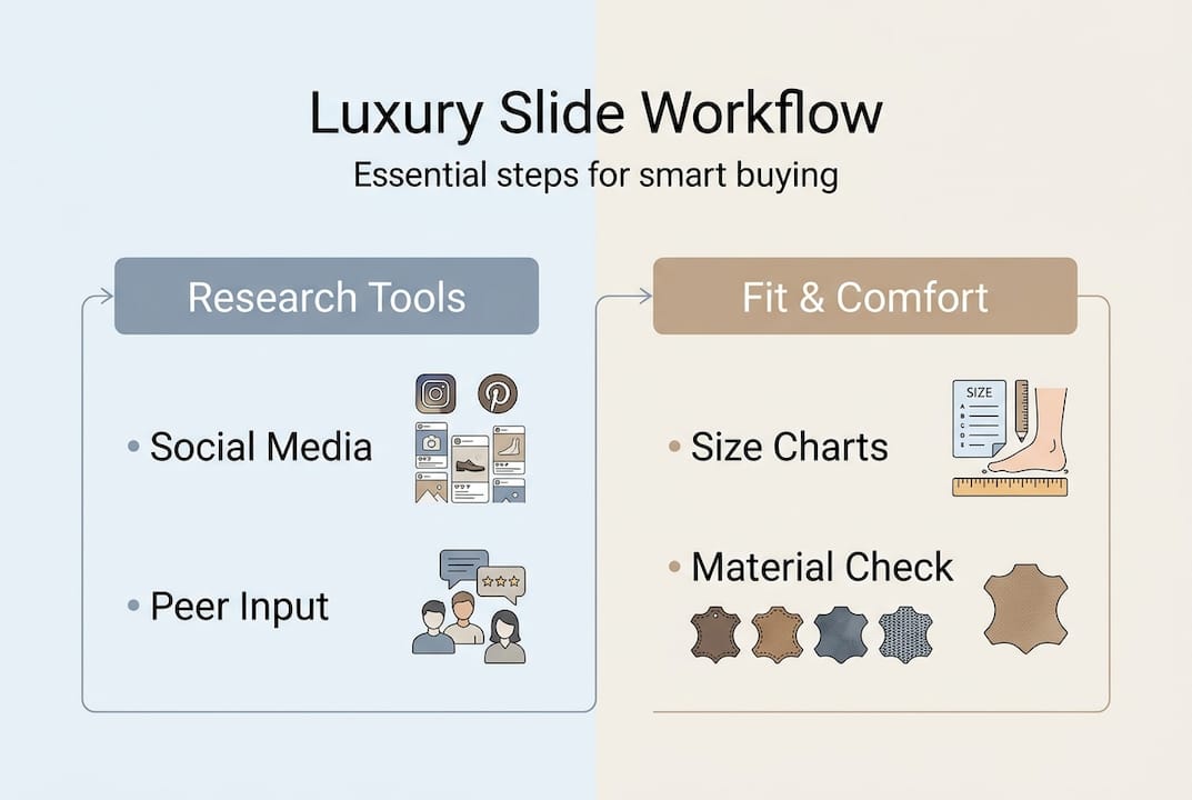 Infographic showing luxury slide buying workflow