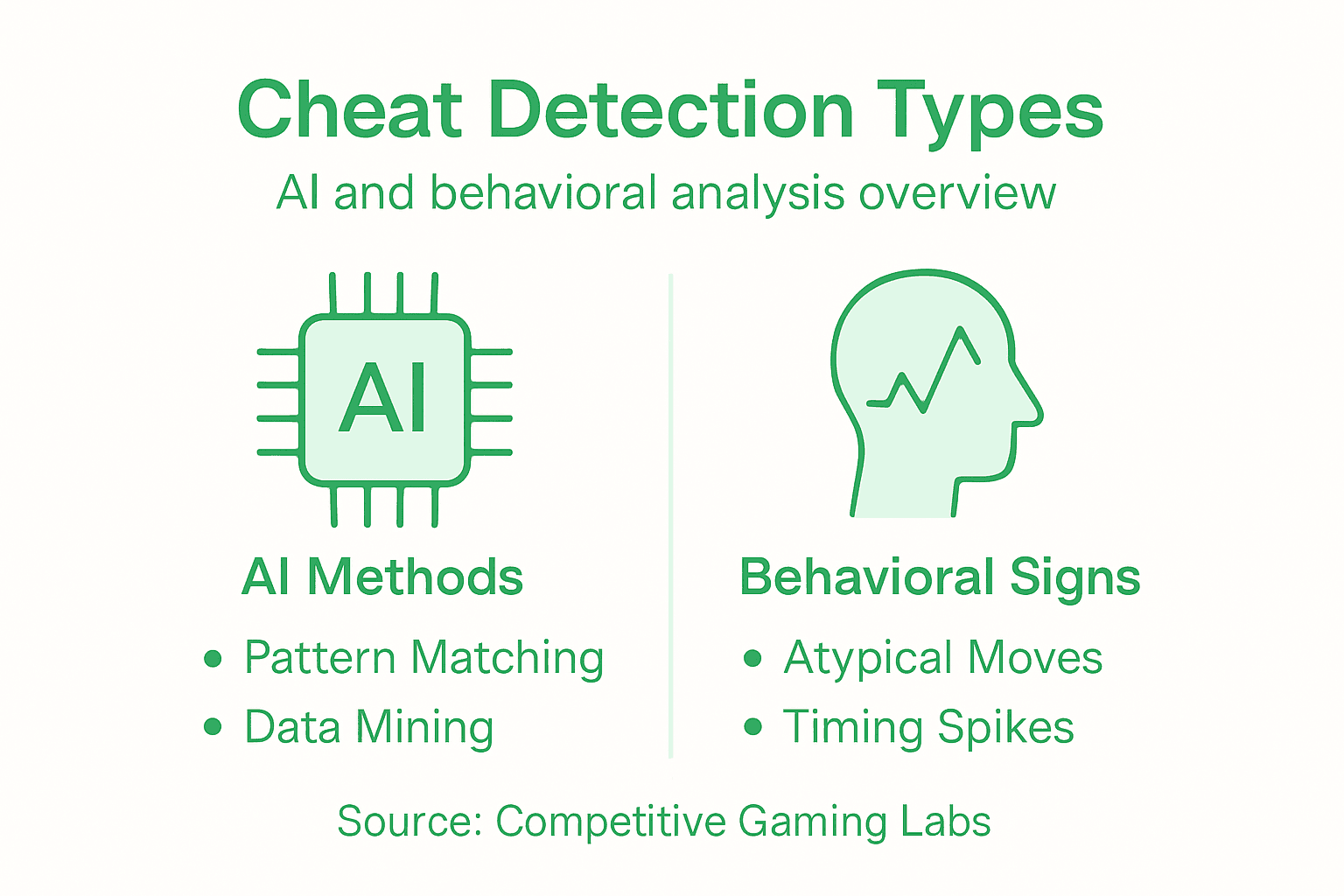 Infographic showing cheat detection types and signs