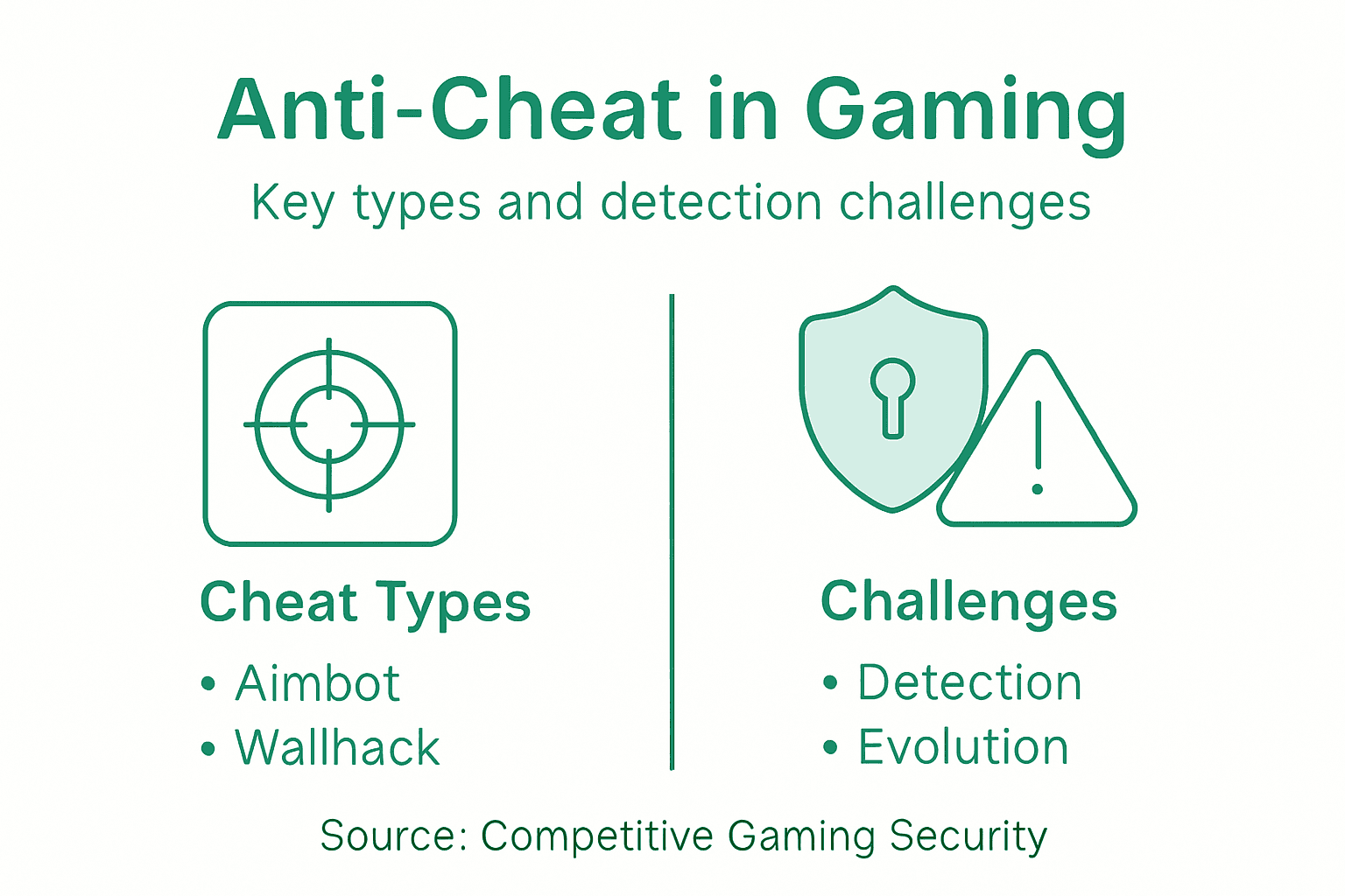 Infographic about main anti-cheat types and challenges