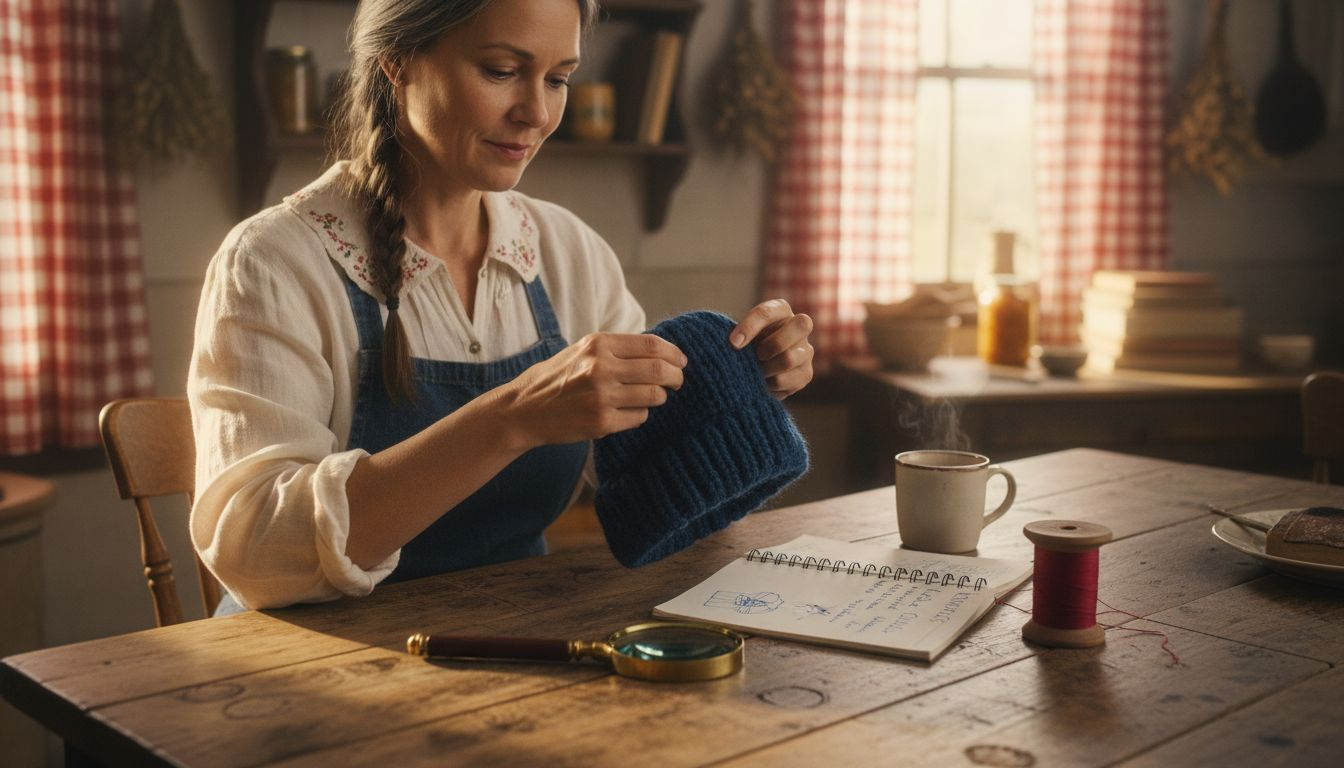Woman inspecting premium hat materials