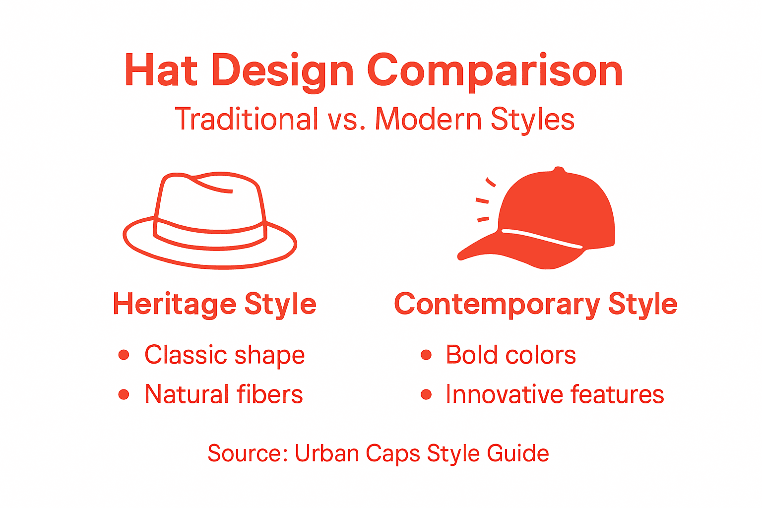 Infographic comparing heritage and modern hats