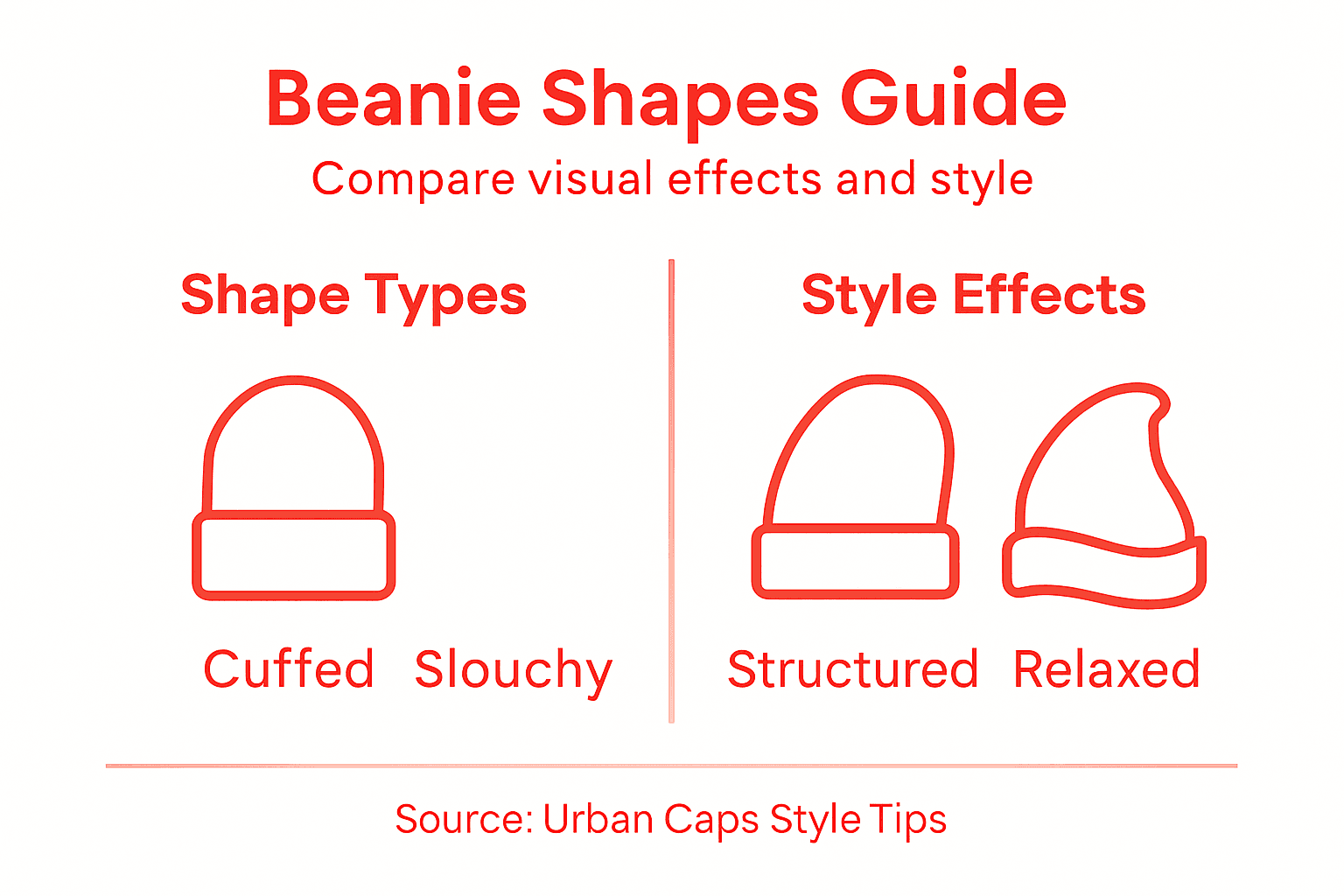 Infographic comparing beanie shapes and style effects