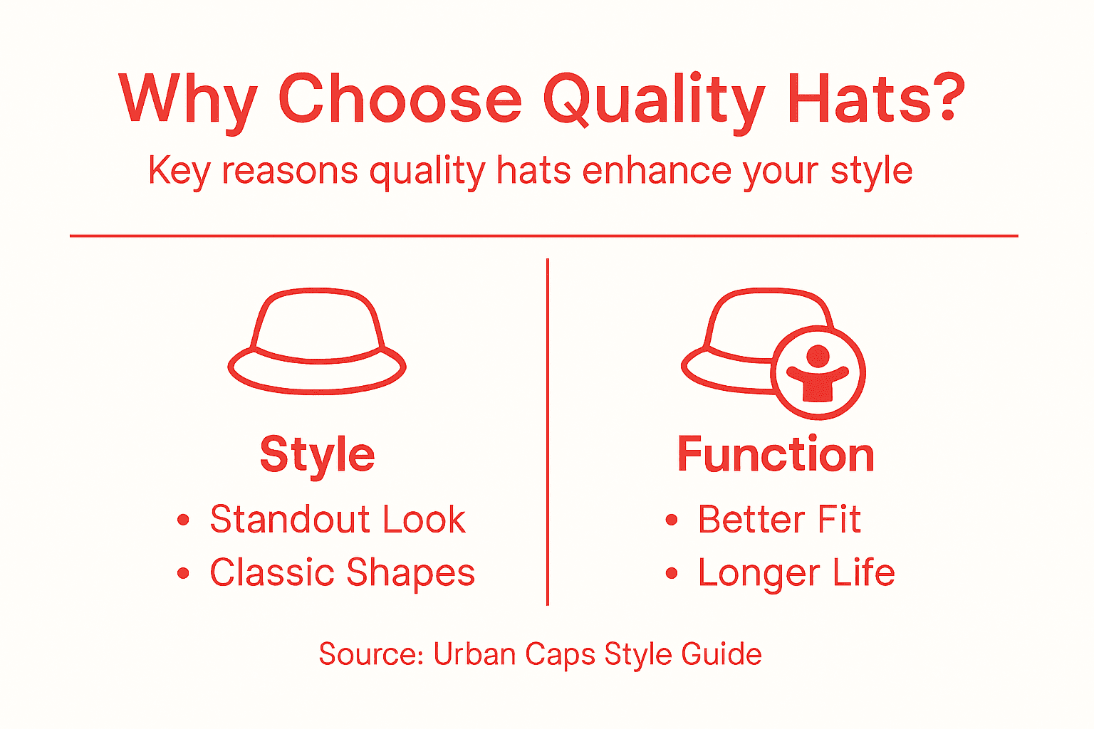 Infographic showing benefits of quality hats