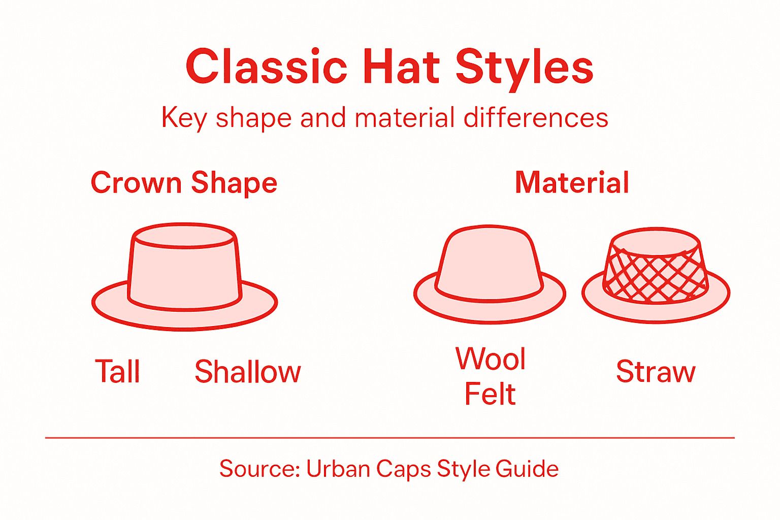 Infographic comparing classic hat styles
