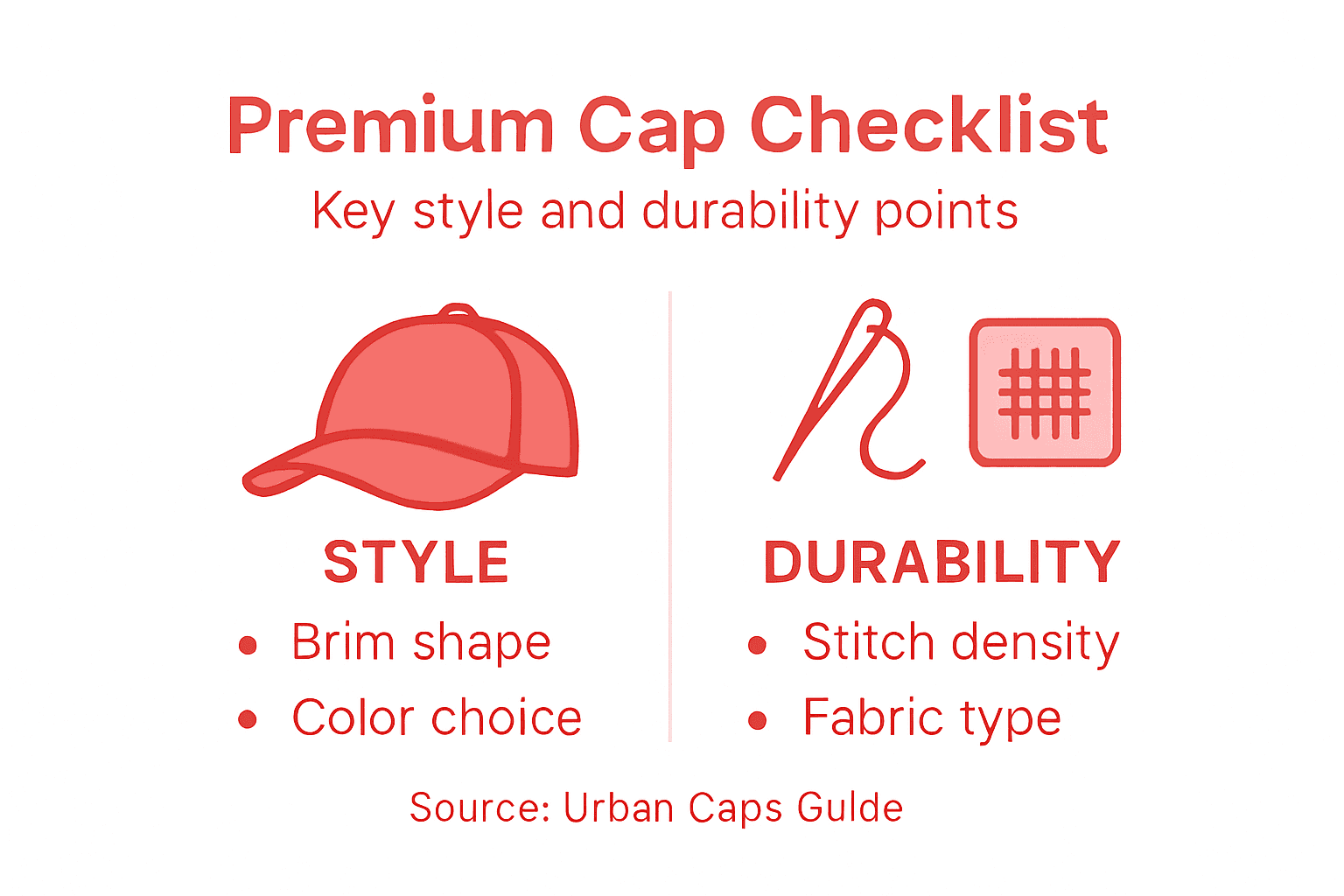 Infographic shows premium cap style and durability factors