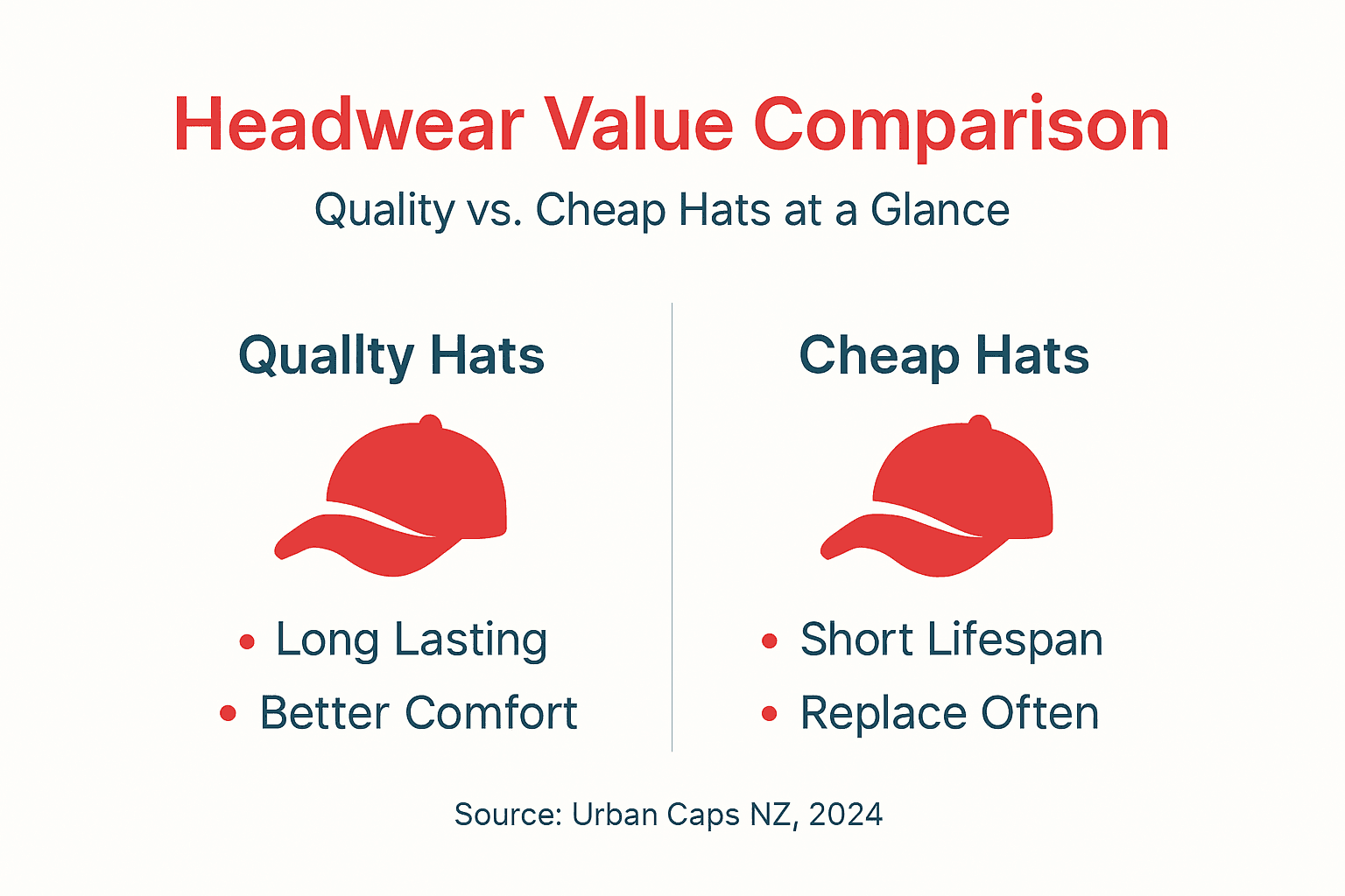 Infographic comparing quality and cheap hats
